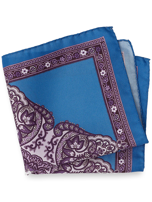 Medallion Silk Pocket Square - Blue/purple