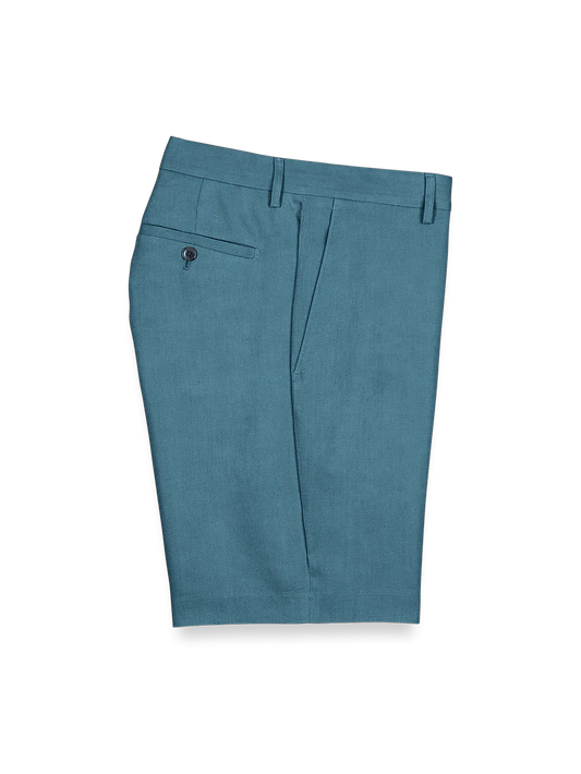 Linen Flat Front Shorts - Teal