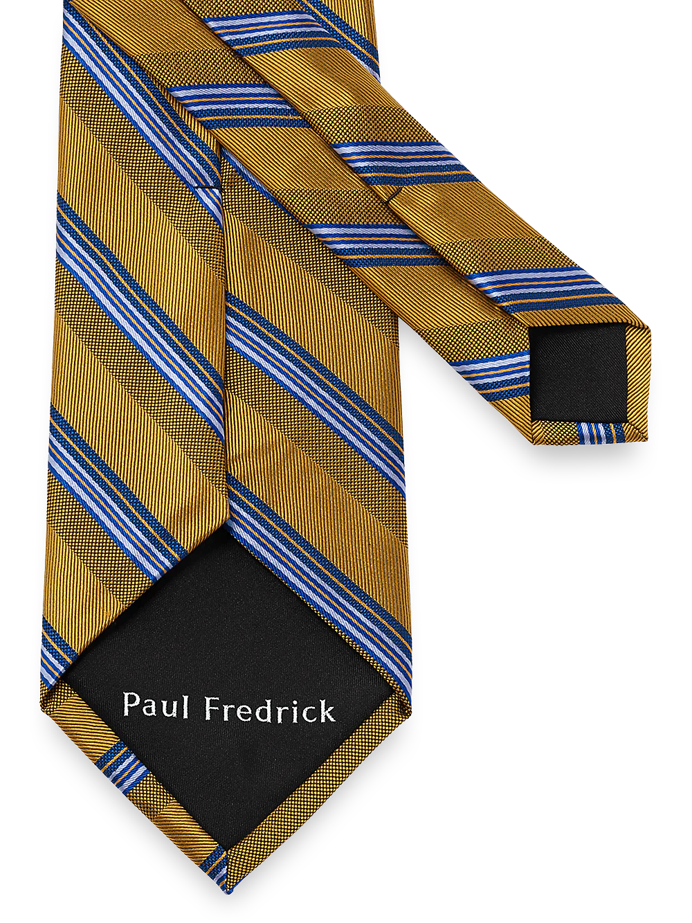 Stripe Woven Silk Tie - Yellow/blue