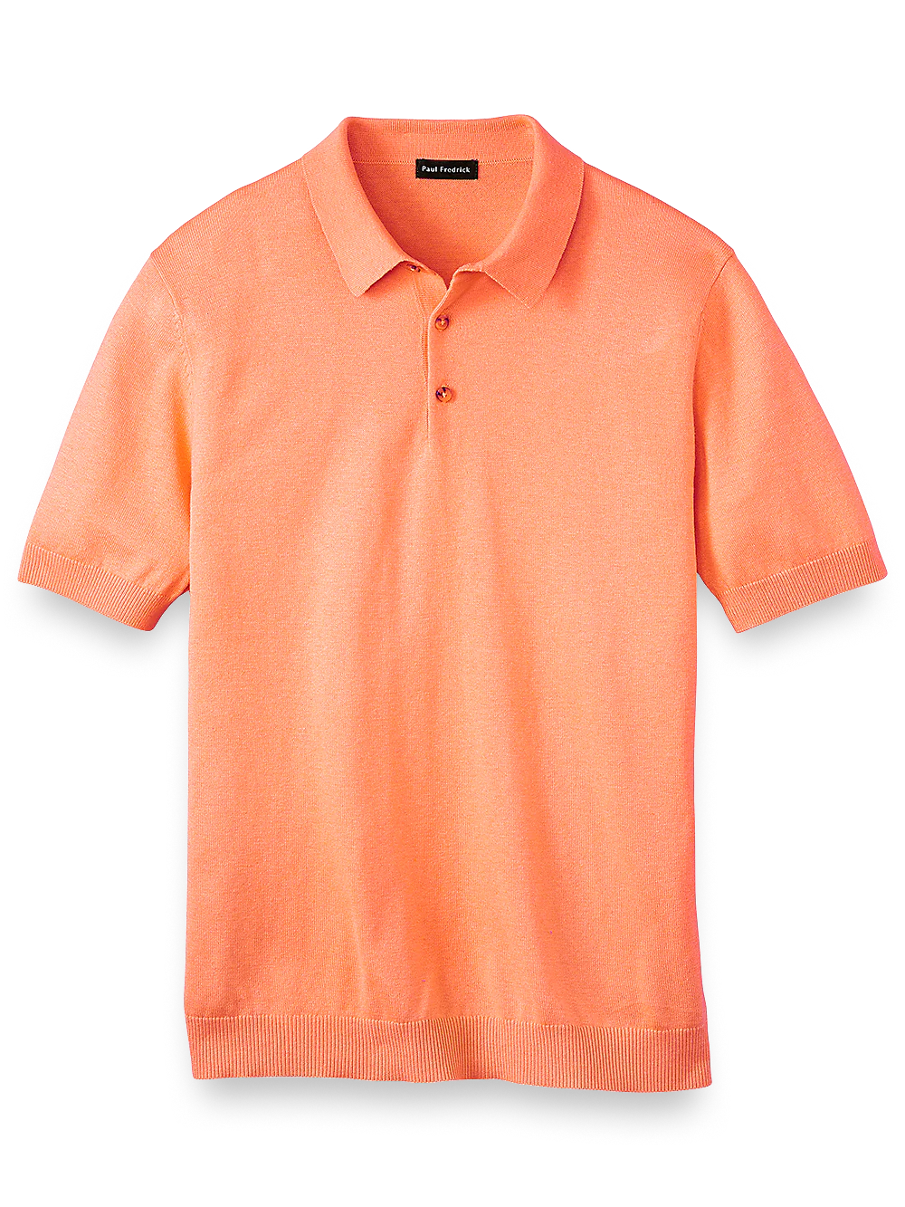 Silk Cotton and Cashmere Three Button Polo - Melon