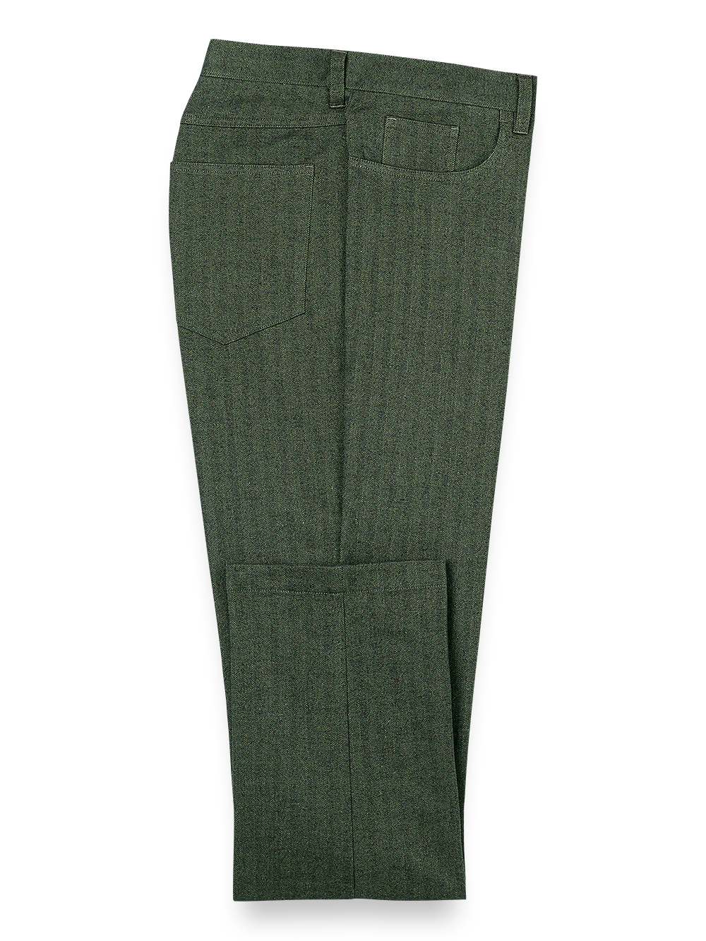 Cotton Herringbone Five Pocket Pants - Olive