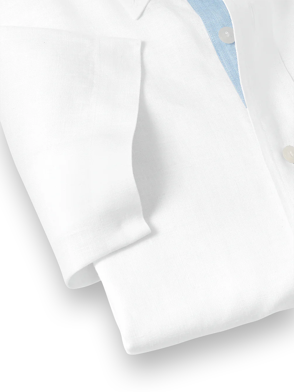 Non-Iron Linen Solid Dress Shirt With Contrast Trim - White